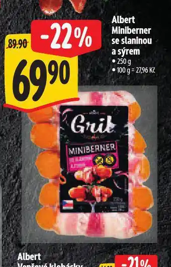 Albert Miniberner se slaninou a sýrem nabídka