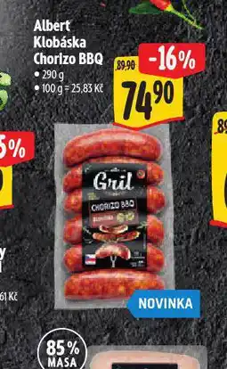 Albert Klobása chorizo bbq nabídka
