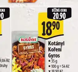 Albert Kotányi koření gyros nabídka