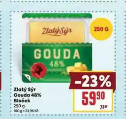 Billa Zlatý sýr gouda 48% bloček nabídka