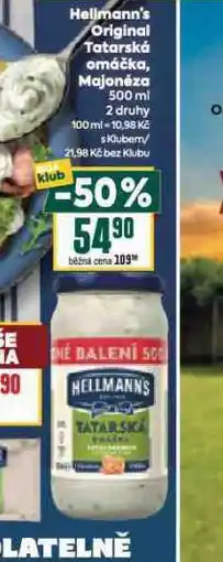 Billa Hellmann´s tatarská omáčka, majonéza nabídka
