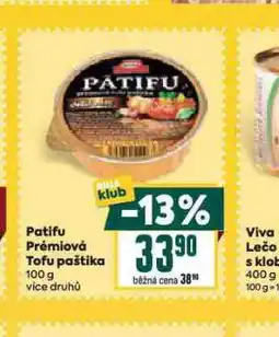 Billa Patifu prémium tofu paštika nabídka