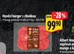 Albert Hovězí burger s cibulkou nabídka