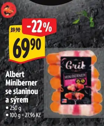 Albert Albert Miniberner se slaninou a sýrem nabídka