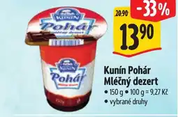 Albert Kunín Pohár Mléčný dezert nabídka