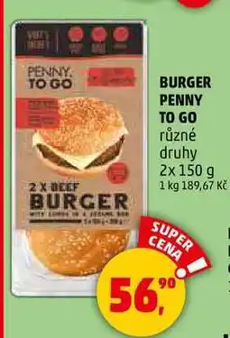 Penny Market BURGER PENNY TO GO různé druhy, 2x 150 g nabídka