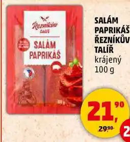 Penny Market SALÁM PAPRIKÁŠ ŘEZNÍKŮV TALÍŘ krájený, 100 g nabídka