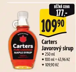 Albert Carters Javorový sirup nabídka