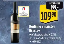 Albert Rodinné vinařství Břeclav nabídka