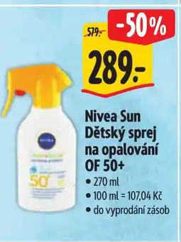 Albert Nivea Sun Dětský sprej na opalování OF 50+ nabídka