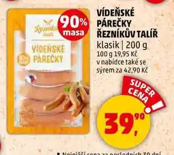 Penny Market VÍDEŇSKÉ PÁREČKY ŘEZNÍKŮV TALÍŘ klasik, 200 g nabídka