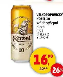 Penny Market VELKOPOPOVICKÝ KOZEL 10 světlé výčepní plech, 0,5 l nabídka