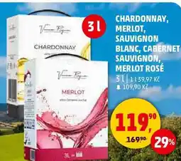 Penny Market CHARDONNAY, MERLOT, SAUVIGNON BLANC, CABERNET SAUVIGNON, MERLOT ROSÉ, 3 l nabídka