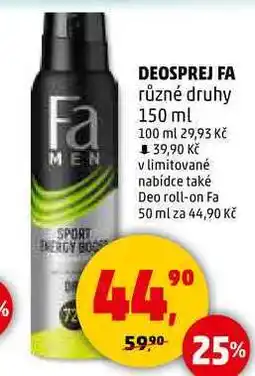 Penny Market DEOSPREJ FA různé druhy, 150 ml nabídka