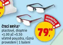 Penny Market ČTECÍ BRÝLE plastové, dioptrie +1.00 až +3.50 včetně pouzdra, různá provedení, 1 balení nabídka