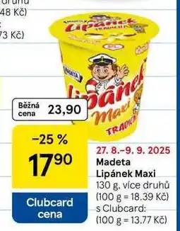Tesco Madeta Lipánek Maxi, 130 g, více druhů nabídka