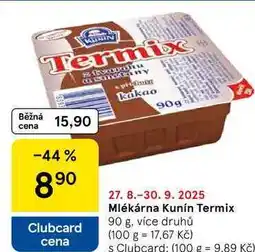 Tesco Mlékárna Kunín Termix, 90 g, více druhů nabídka