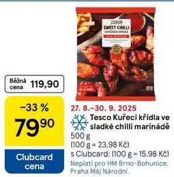 Tesco Tesco Kuřecí křídla ve sladké chilli marinádě, 500 g nabídka