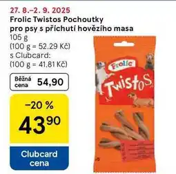 Tesco Frolic Twistos Pochoutky pro psy s příchutí hovězího masa, 105 g nabídka