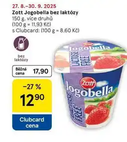 Tesco Zott Jogobella bez laktózy, 150 g, více druhů nabídka