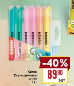 Billa Kores Zvýrazňovače sada nabídka