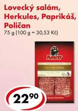 CBA Lovecký salám, Herkules, Paprikáš, Poličan, 75 g nabídka