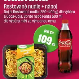 BonVeno Restované nudle (350-400 g) dle výběru a Coca-Cola, Sprite nebo Fanta 500 ml nabídka