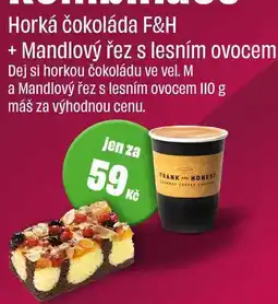 BonVeno Horká čokoláda ve vel. M a Mandlový řez s lesním ovocem I10 g nabídka