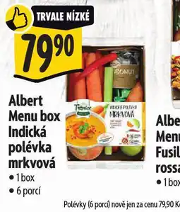 Albert Albert menu box indická mrkvová polévka nabídka