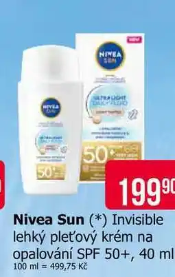 Teta Nivea Sun Invisible lehký pleťový krém na opalování SPF 50+, 40 ml nabídka