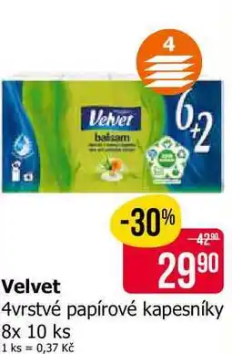 Teta Velvet 4vrstvé papírové kapesníky 8x 10 ks nabídka