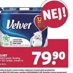 Rossmann Velvet toaletní papír nabídka