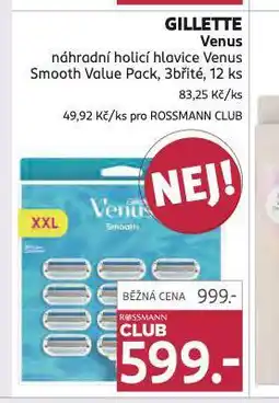 Rossmann Gillette venus smooth náhradní hlavice nabídka