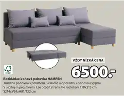 JYSK Rozkládací rohová pohovka HAMPEN nabídka