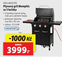 Lidl GRILLMEISTER Plynový gril Memphis se 3 hořáky nabídka