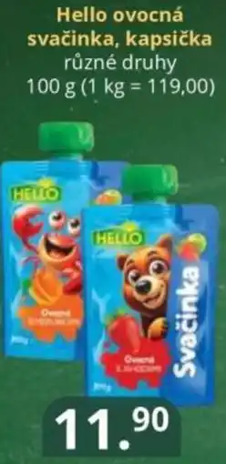 Potraviny CZ Hello ovocná svačinka, kapsička nabídka