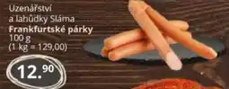 Potraviny CZ Uzenářství a lahůdky Sláma Frankfurtské párky nabídka
