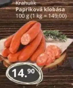 Potraviny CZ Krahulik Papriková klobása nabídka