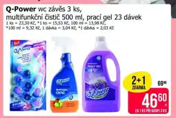 Teta Q-Power wc závěs 3 ks, multifunkční čistič 500 ml, prací gel 23 dávek nabídka