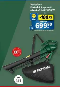 Lidl PARKSIDE Elektrický vysavač a foukač listí 2 600 W nabídka