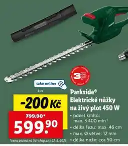 Lidl Parkside Elektrické nůžky na živý plot 450 W nabídka