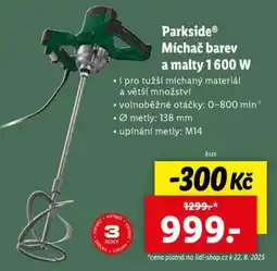 Lidl Parkside Míchač barev a malty 1600 W nabídka