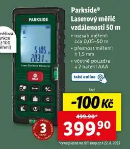 Lidl Parkside Laserový měřič vzdálenosti 50 m nabídka