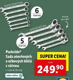 Lidl PARKSIDE SADA OTEVŘENÝCH A OČKOVÝCH KLÍČŮ S RÁČNOU nabídka