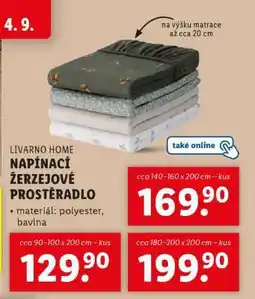Lidl LIVARNO HOME NAPÍNACÍ ŽERZEJOVÉ PROSTĚRADLO nabídka