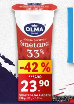 Lidl Smetana ke šlehání nabídka