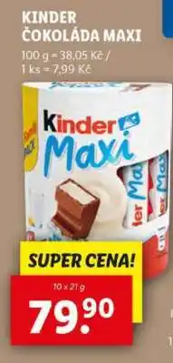 Lidl Kinder čokoláda Maxi nabídka