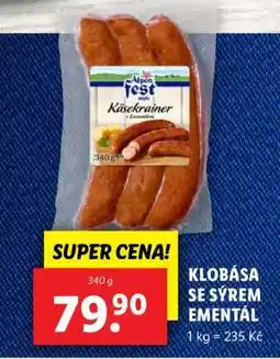 Lidl Klobása se sýrem Ementál nabídka