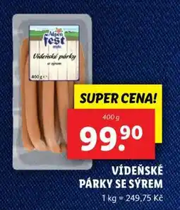 Lidl Vídeňské párky se sýrem nabídka
