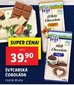 Lidl ŠVÝCARSKÁ ČOKOLÁDA nabídka